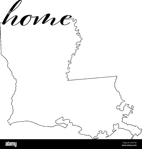 Louisiana State Map Outline With The Word Home Stock Vector Image And Art