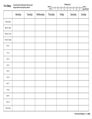 Pain Diary Template Pdf Complete With Ease Airslate Signnow