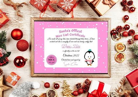 Personalised Nice List Certificate Printable Santas Nice List Etsy