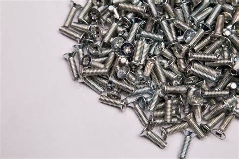 M6 Metal Screws Galvanized White In Bulk Closeup Stock Photo - Image of ...