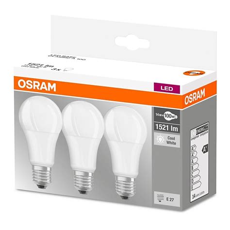 KOMPLEKTAS 3x LED Elektros lemputė A60 E27 13W 230V 4000K Osram