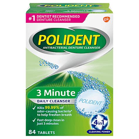 Polident Antibacterial Denture Cleanser 3 Minute Tablets Triple Mint