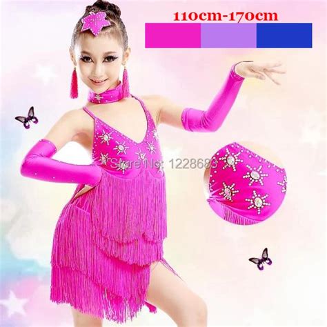 Vestido de dança latina para meninas franja dancewear ballroom trajes