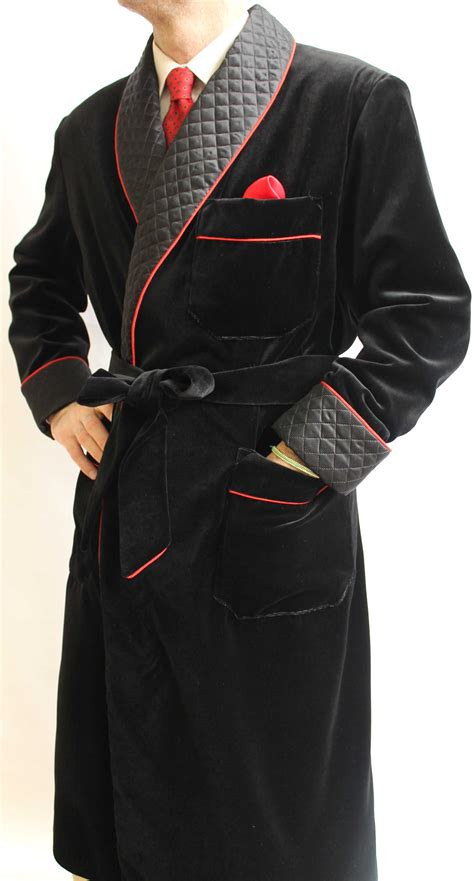 Cotton Velvet Classic Dressing Gown For Man Fully Lined In Bemberg With