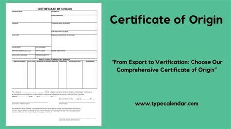 Free Printable Certificate Of Origin Templates Pdf Word Excel