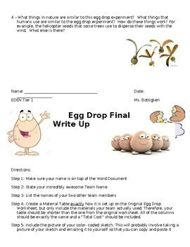 Egg Drop Experiment! by Here to Help Science Teachers | TPT