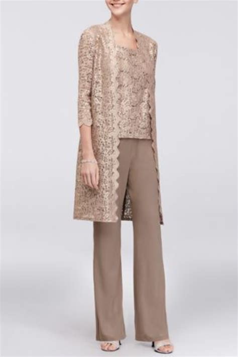 Rm Richards Lace Sleeve Piece Pant Set