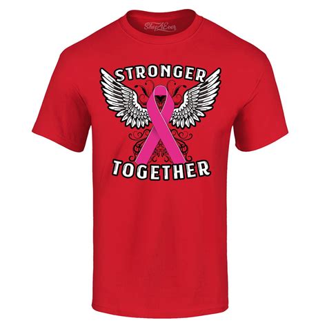 Shop4ever Mens Stronger Together Breast Cancer Awareness Graphic T