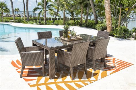 Hospitality Rattan Fiji 7 Piece Wicker Dining Set - Modern Wicker ...