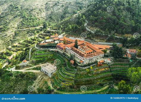 Machairas Monastery In Cyprus Mountains Aerial View From Drone