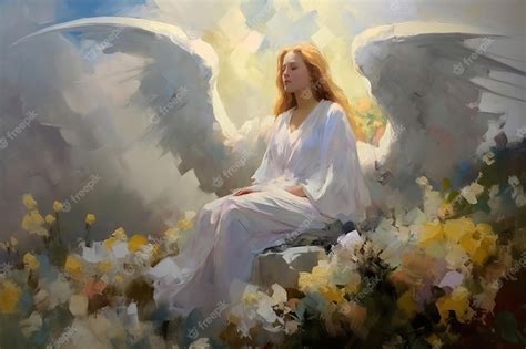 Premium Photo | A painting of a woman with an angel wings.