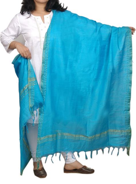 Sea Blue Cotton Silk Dupatta For 799 At