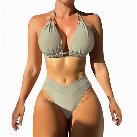 HCNTES Women High Cut Bikini Sets String Sexy Swimsuit Two Piece