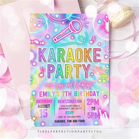 Editable Karaoke Birthday Party Invitation Tie Dye Karaoke Etsy Australia