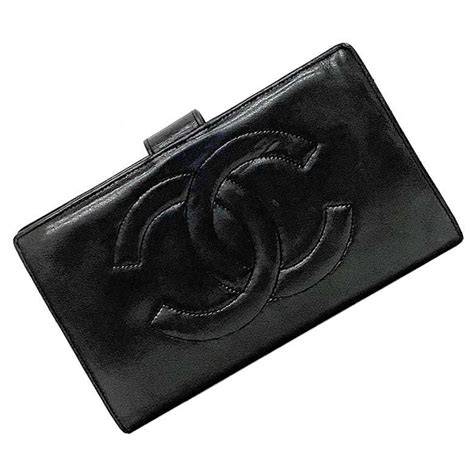 Chanel Black Lambskin Bi-fold Long Wallet Leather ref.1854586 - Joli Closet