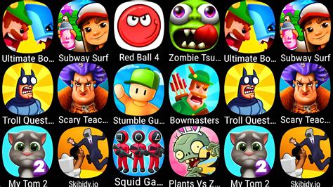 Ultimate Bowmasters Subway Surf Red Ball Zombie Tsunami Troll Quest