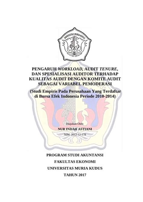 Pdf Pengaruh Workload Audit Tenure Dan Eprints Umk Ac Id