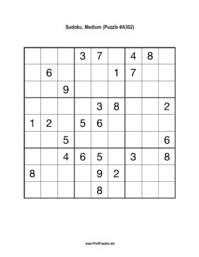 Sudoku Medium A Printable Puzzle