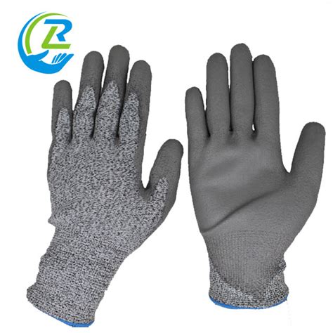 Workplace En388 Anti Cutting Gray Hppe PU Coated Safety Work Gloves