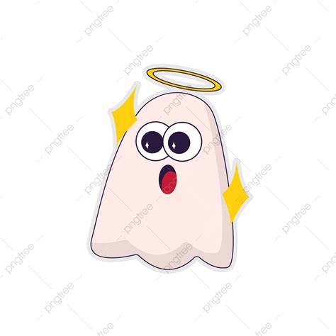 Cute Ghost Vector Hd Images Cute Smile Ghost Cartoon Illustration Ghost Sticker Retro Png