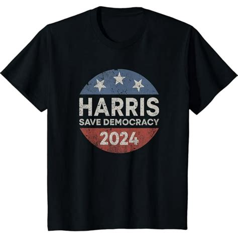 Kamala Harris 2024 Save Democracy Retro Button Election 2024 T Shirt