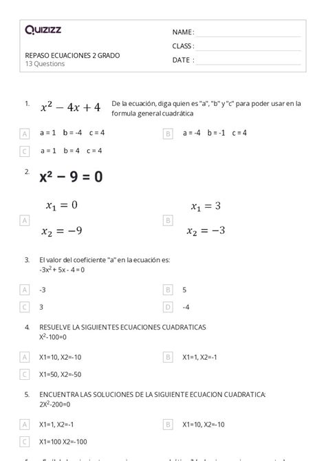 50 Ecuaciones De Varios Pasos Hojas De Trabajo Para Grado 3 En Quizizz