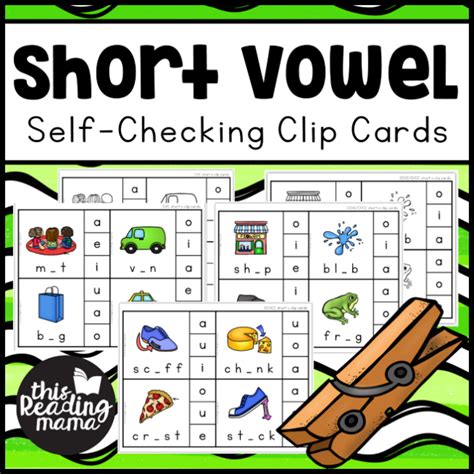 Self Checking Short Vowel Clip Cards This Reading Mama