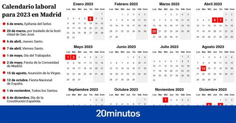 Calendario Laboral 2023 De Madrid Estos Son Los Siguientes Festivos