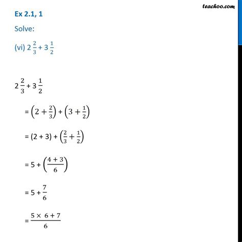 Question 1 Solve Vi 2 23 3 12 Mixed Fractions Class 7