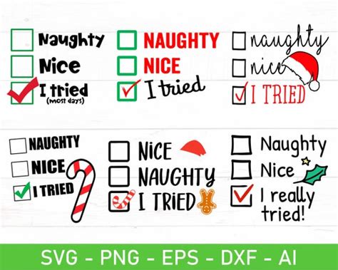 Naughty Nice I Tried Svg Naughty Or Nice Svg Santa S Etsy