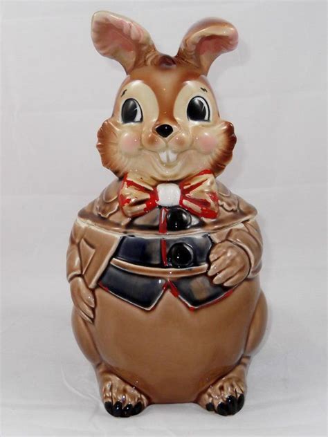 Antique Cookie Jars Vintage Ceramic Bunny Rabbit Cookie Jar 1950s