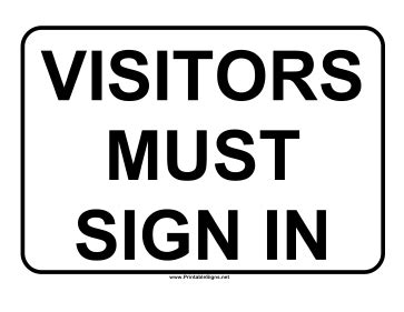 printable visitor sign  sign