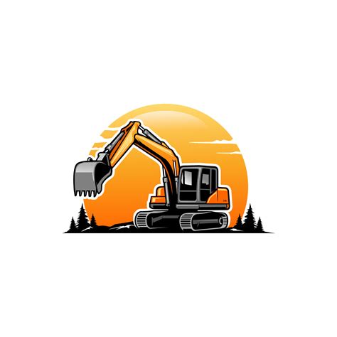 Excavator Heavy Equipment Construction Earth Mover Logo Vector