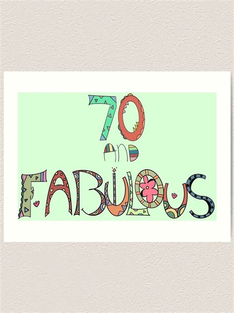 70 And Fabulous Colorful Whimsical Happy 70th Birthday Art Print For