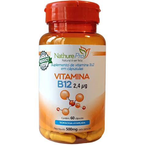 Vitamina B12 Cianocobalamina 60 Cápsulas 500mg Melhor disposição