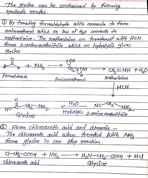 [Solved] Provide 2 synthetic routes for the synthesis of glycine. Draw ...