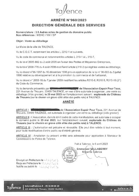 Calaméo Arrete 960 2023 Autorisation Pour Organiser Une Vente