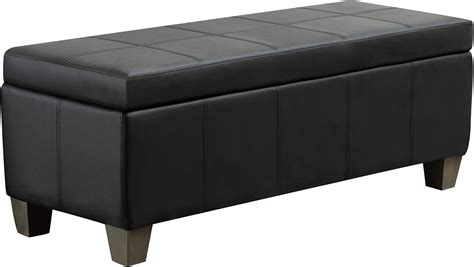 Buy Udax Black Faux Leather Ottoman With Storage Rectangular Extra