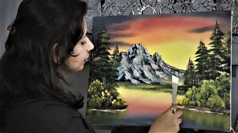 Acrylic Painting Tutorial For Beginners Following A Bob Ross