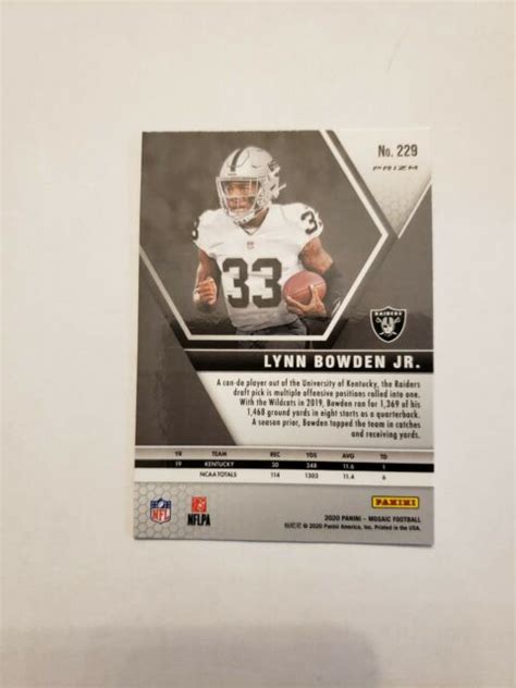 2020 Panini Mosaic Rookies Silver Prizm 229 Lynn Bowden Jr RC For