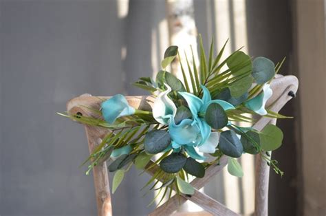 Tuquoise Blue Wedding Aisle Decoration Aqua Pew Flowers Real Etsy