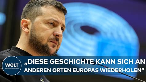 SELENSKYJ REDE IN BRÜSSEL Forderung nach mehr Waffen Müssen