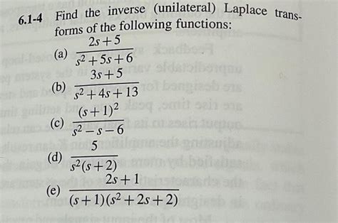 Solved Find The Inverse Unilateral Laplace Chegg