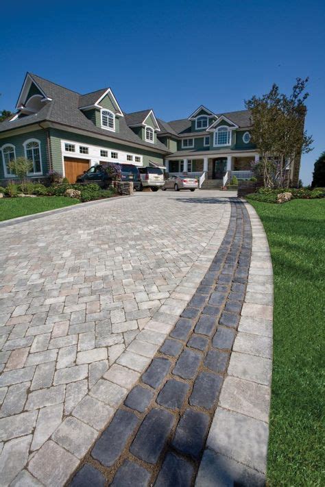 Driveway Featuring Brussels Block Paver With Courtstone Banding Paver