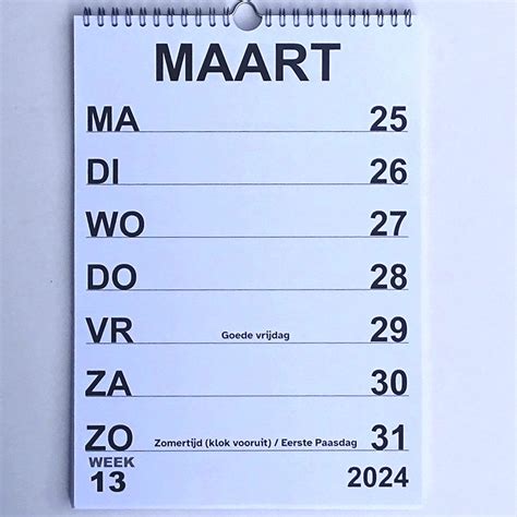 Grootletter Weekkalender A Formaat Duidelijk En Overzichtelijk