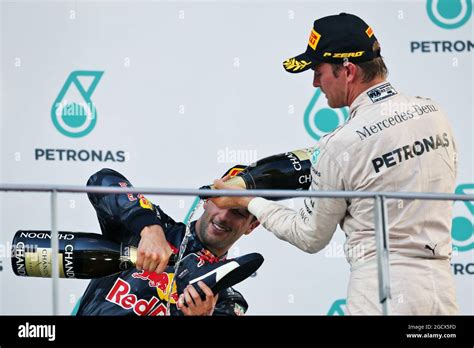 Red Bull Racing Celebrates On Podium Third Placed Nico Rosberg Hi Res