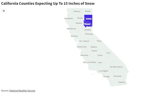 California Snow Map Shows Areas Getting Up to 15 Inches - Newsweek