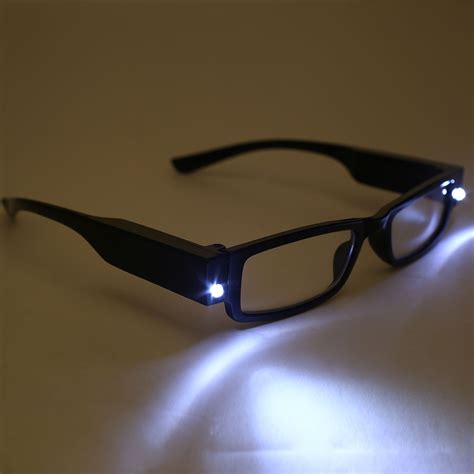 Unisex Rimmed Reading Glasses Eyeglasses With Led Light Black For Older