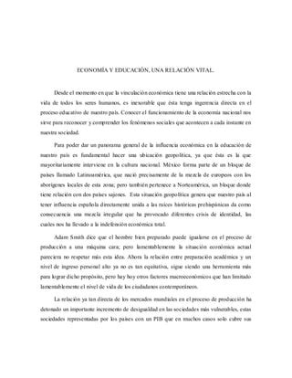 Ensayo economía y educación PDF