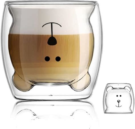 Binoster Tasse à thé en Verre de Chat Ours Bouteille Mugs Tasse